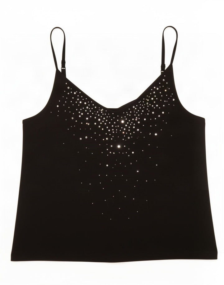 Marks & Spencer Damen Crop Cami Top UK 14 Mittelschwarze Viskose
