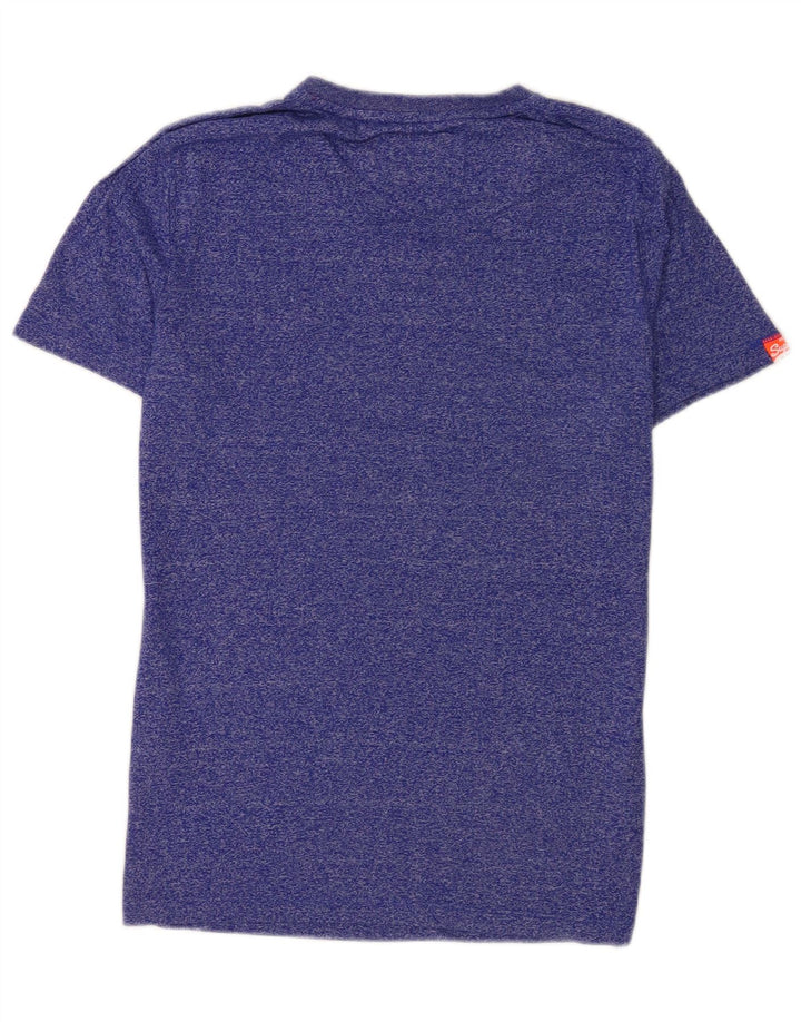 Superdry Herren-T-Shirt-Oberteil, klein, blau gefleckte Baumwolle