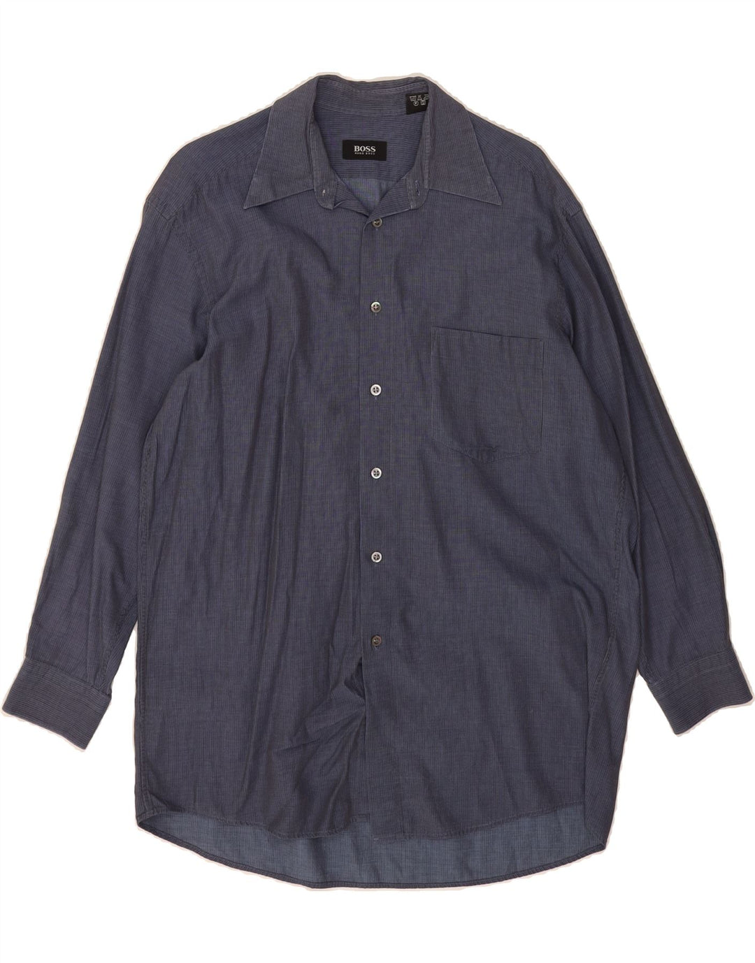 HUGO BOSS Mens Shirt Size 16 Large Blue Pinstripe Cotton Vintage Hugo Boss and Second-Hand Hugo Boss from Messina Hembry 