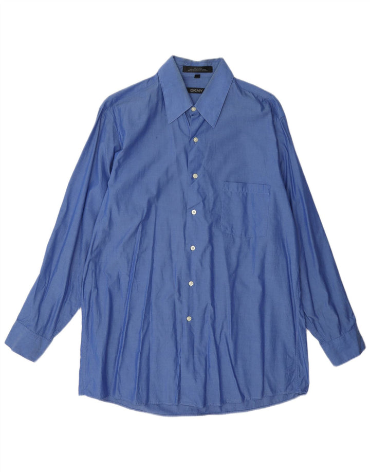 Dkny Herrenhemd, Größe 16, groß, blaue Baumwolle