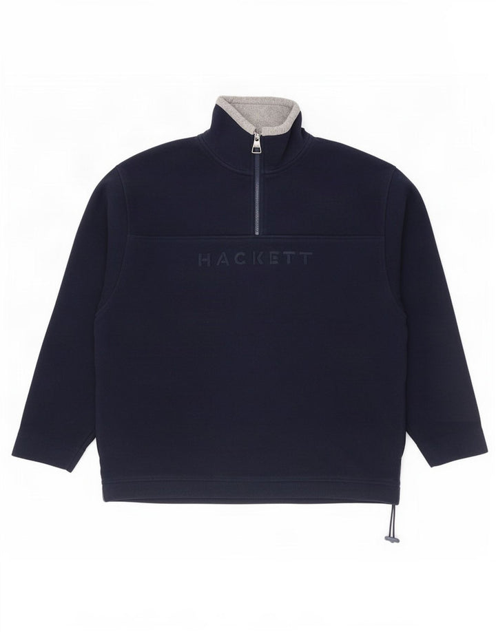 Hackett Herren-Fleecepullover mit grafischem Reißverschluss, 2XL, Marineblau, Polyester