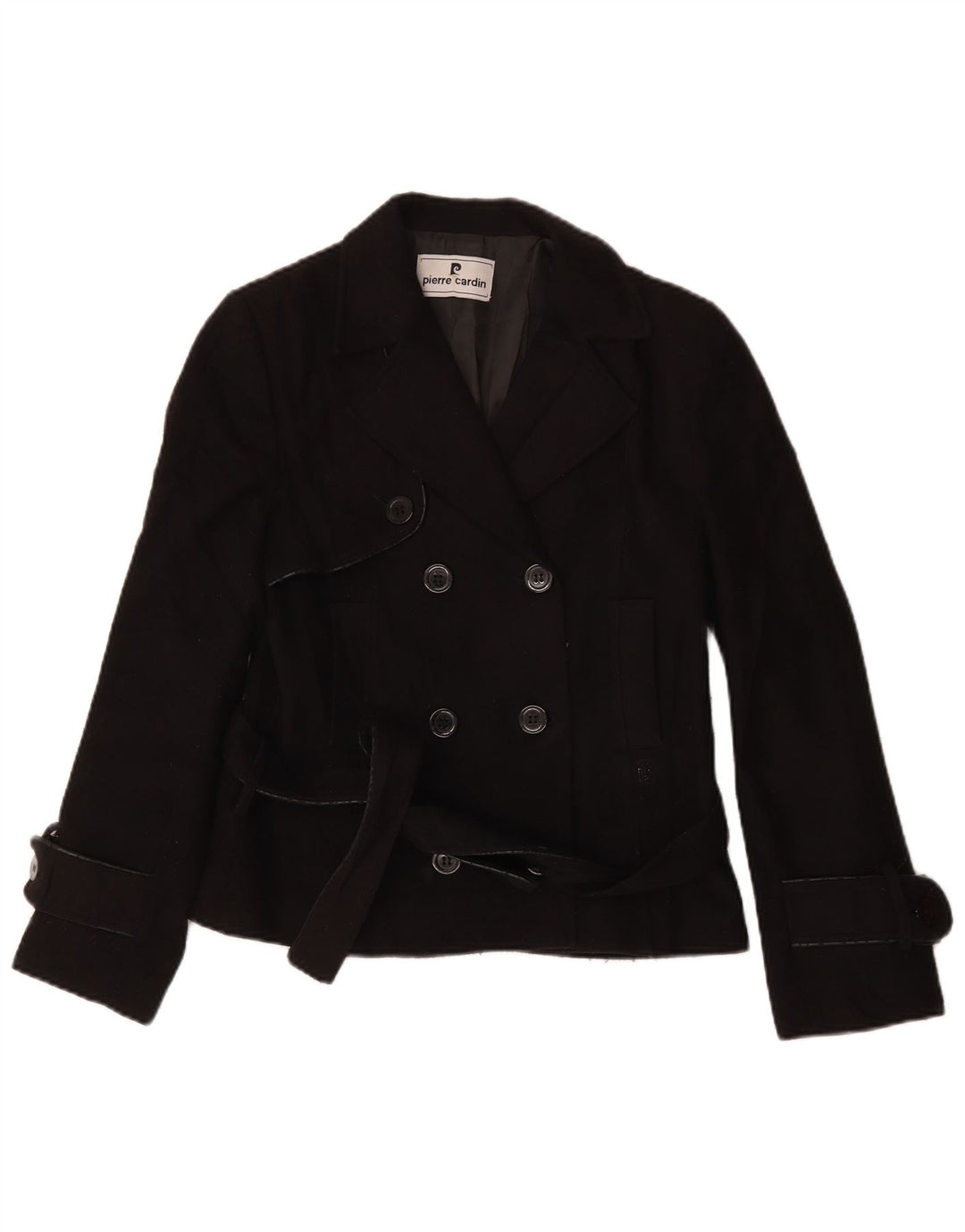 Pierre Cardin Damen Pea Coat IT 46 Large Schwarz Polyester