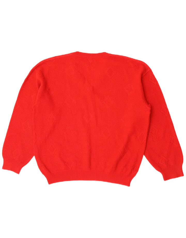 Mazzonetto Herren-Pullover mit V-Ausschnitt, Größe S, Rot, Argyle/Diamant