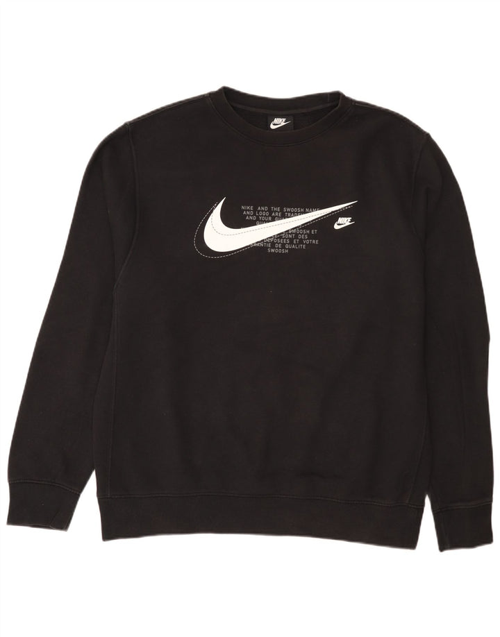 Nike Herren-Sweatshirt mit Grafik, reguläre Passform, groß, aus schwarzer Baumwolle