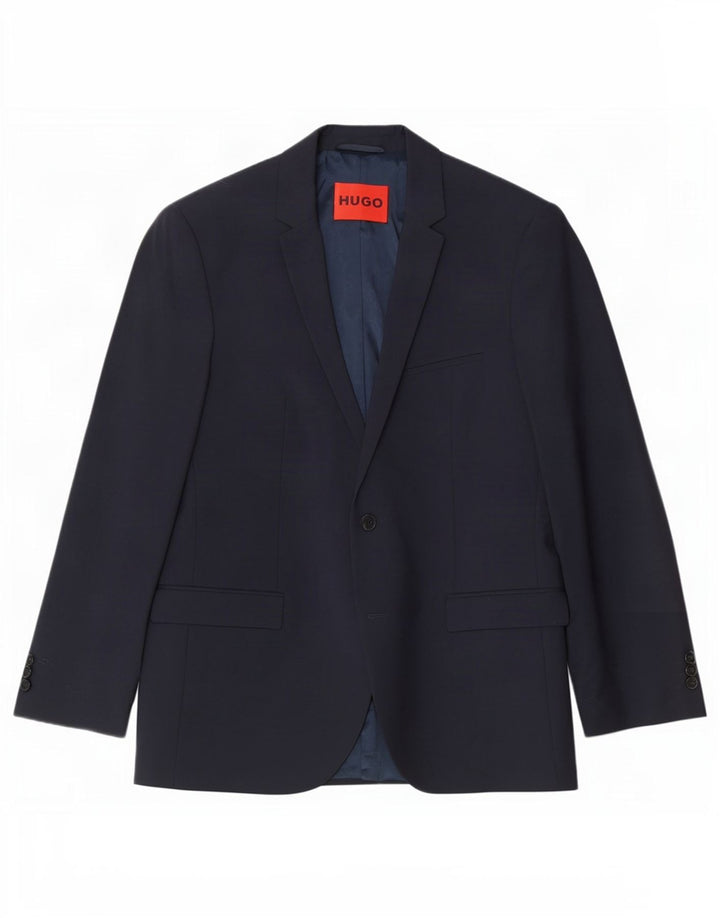 Hugo Boss Herren-Blazer mit 2 Knöpfen, UK 54, 2XL, marineblaue Schurwolle