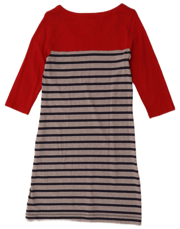 Tommy Hilfiger Damen-Basic-Kleid mit 3/4-Ärmeln, UK 12, mittelrot gestreift