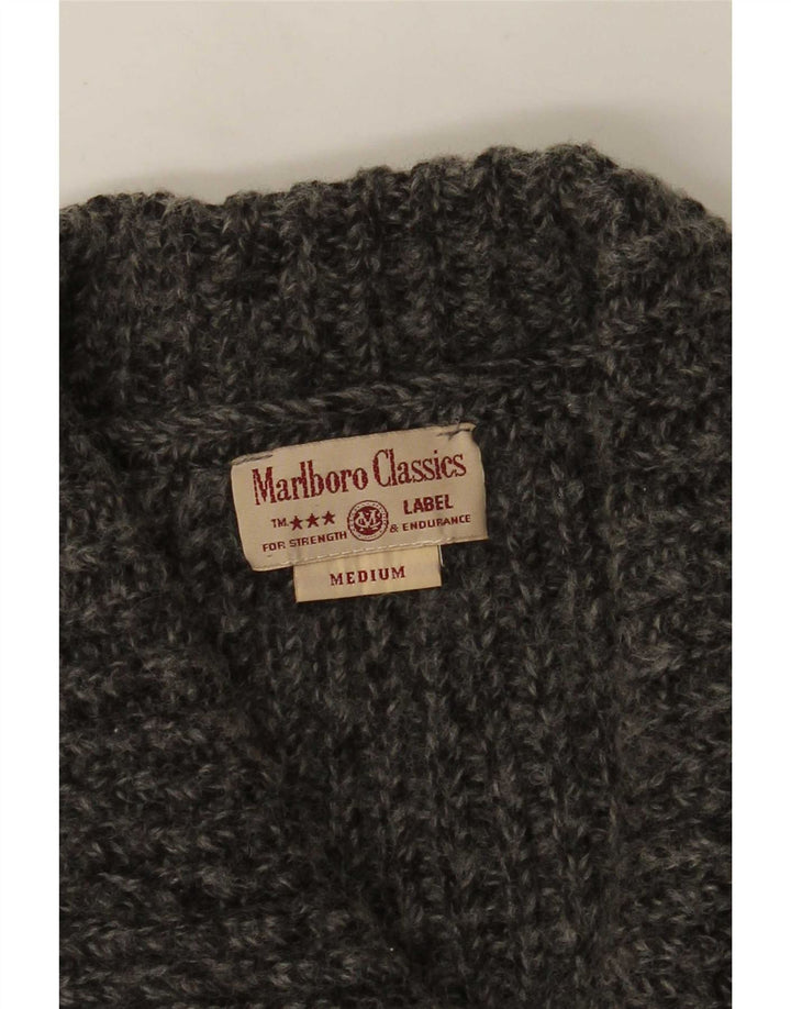 Marlboro Classics Damen Crop Cardigan Pullover UK 14 Mittelgrau meliert