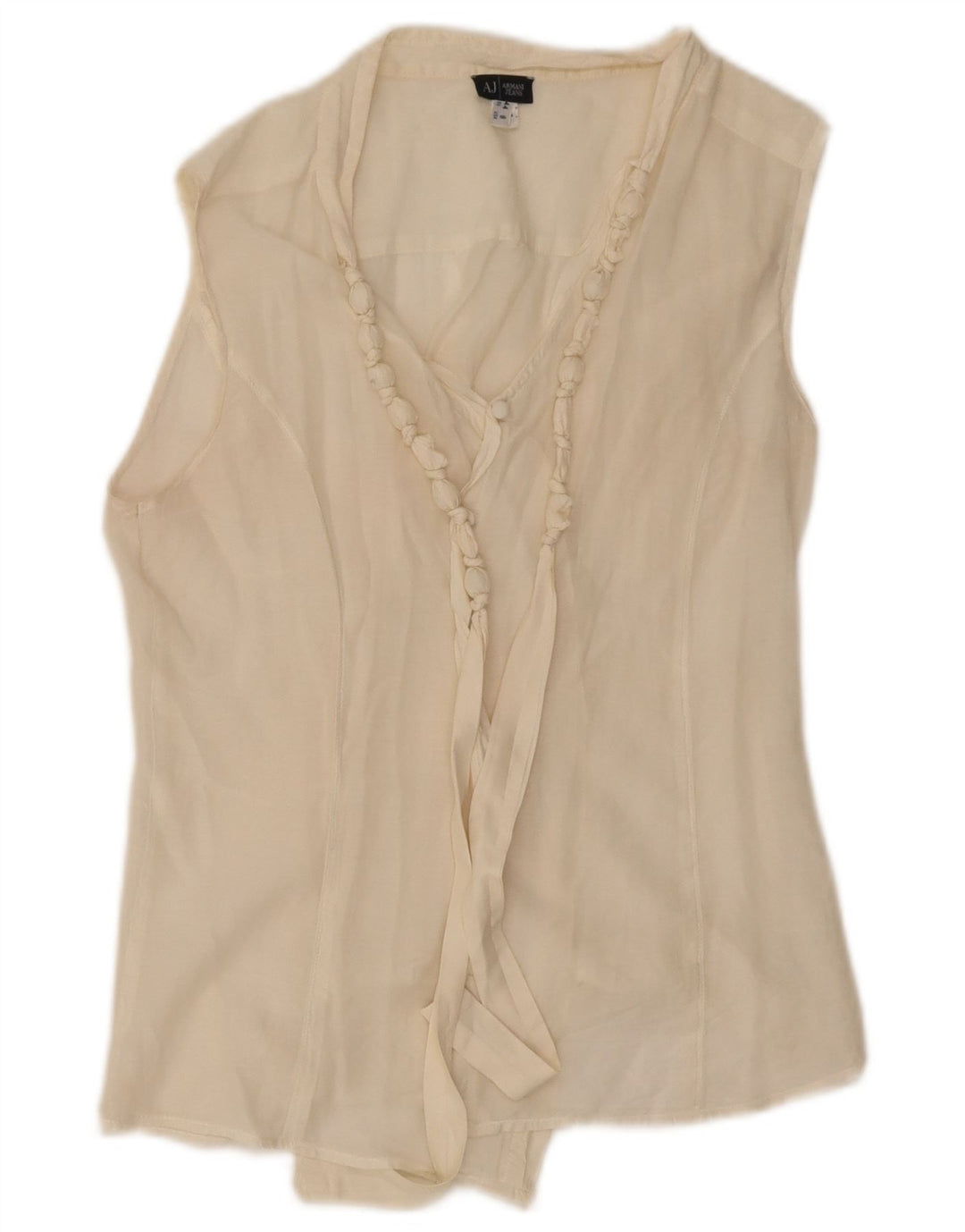 Armani Jeans Damen ärmelloses durchsichtiges Top US 8 Mittelweiß