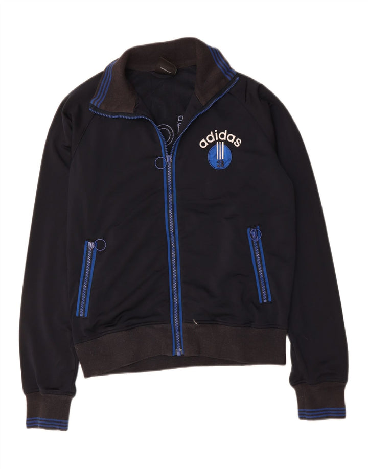 ADIDAS Herren-Trainingsanzugoberteil mit Grafik, mittleres marineblaues Polyester