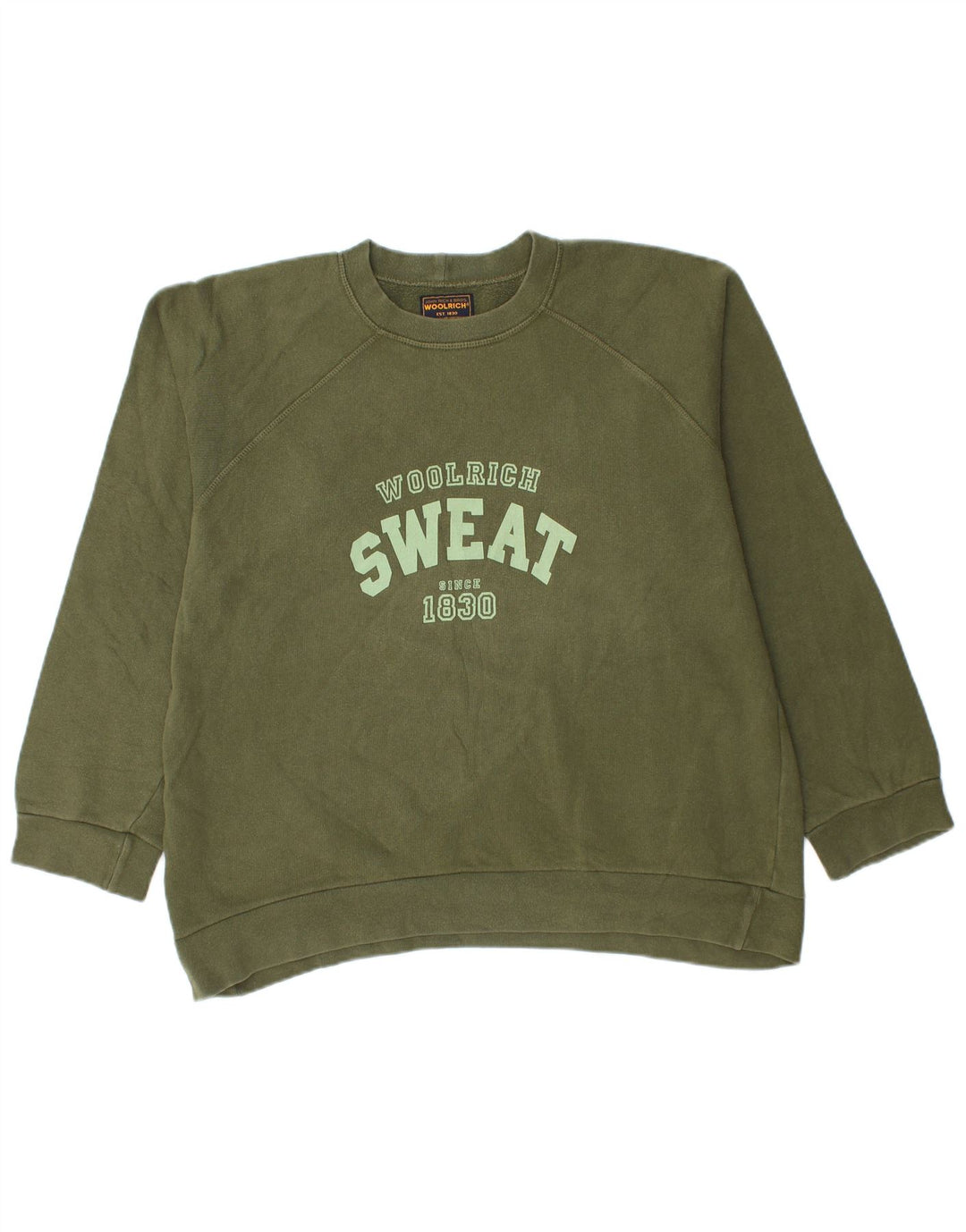 Woolrich Herren-Sweatshirt mit Grafik, groß, grüne Baumwolle