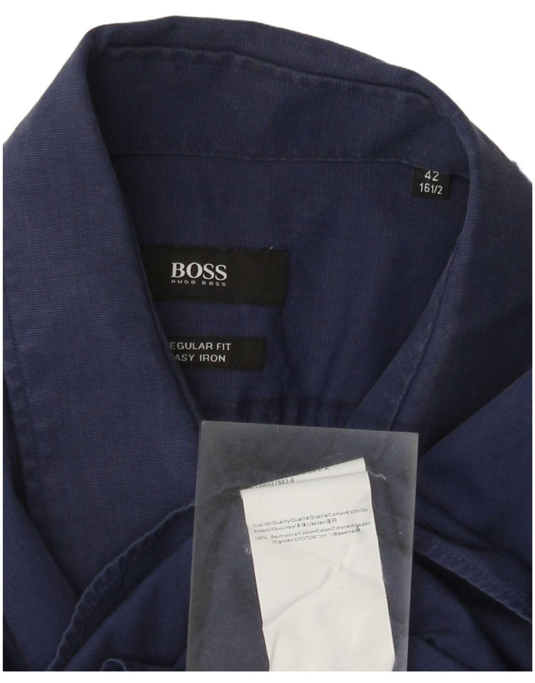 Hugo Boss Herren-Hemd mit normaler Passform, Größe 41, große marineblaue Baumwolle