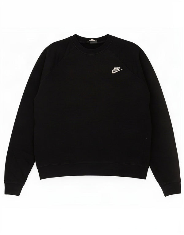 Nike Damen-Sweatshirt-Pullover UK 14 Mittelschwarze Baumwolle