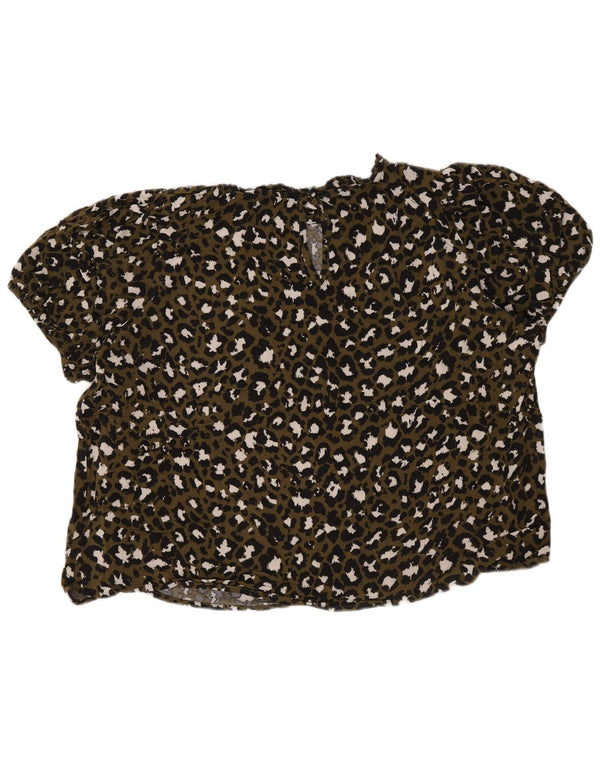 Marks & Spencer Damen Bluse Top UK 22 3XL Khaki Animal Print Viskose