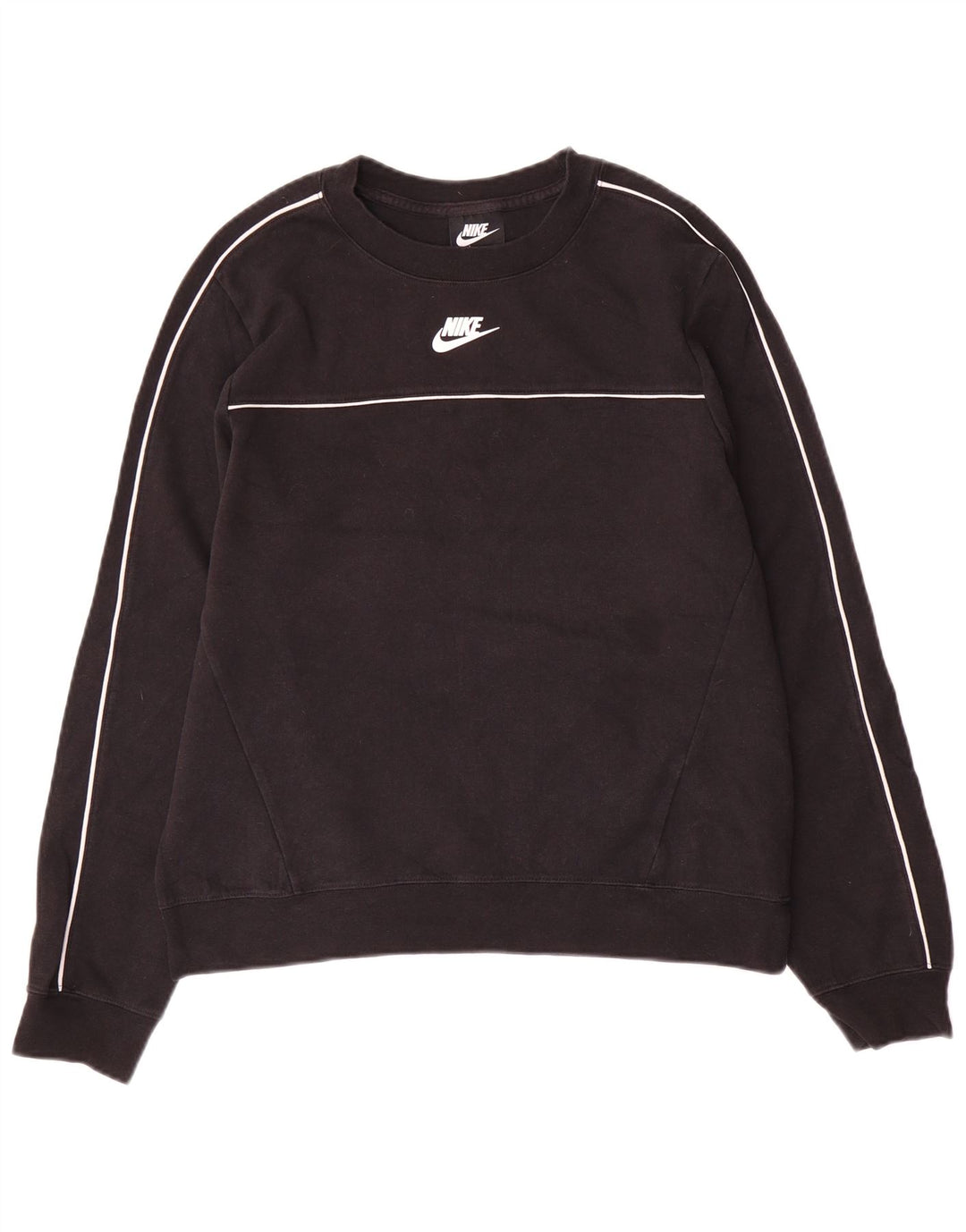 Nike Damen-Sweatshirt-Pullover UK 14 Mittelschwarze Baumwolle