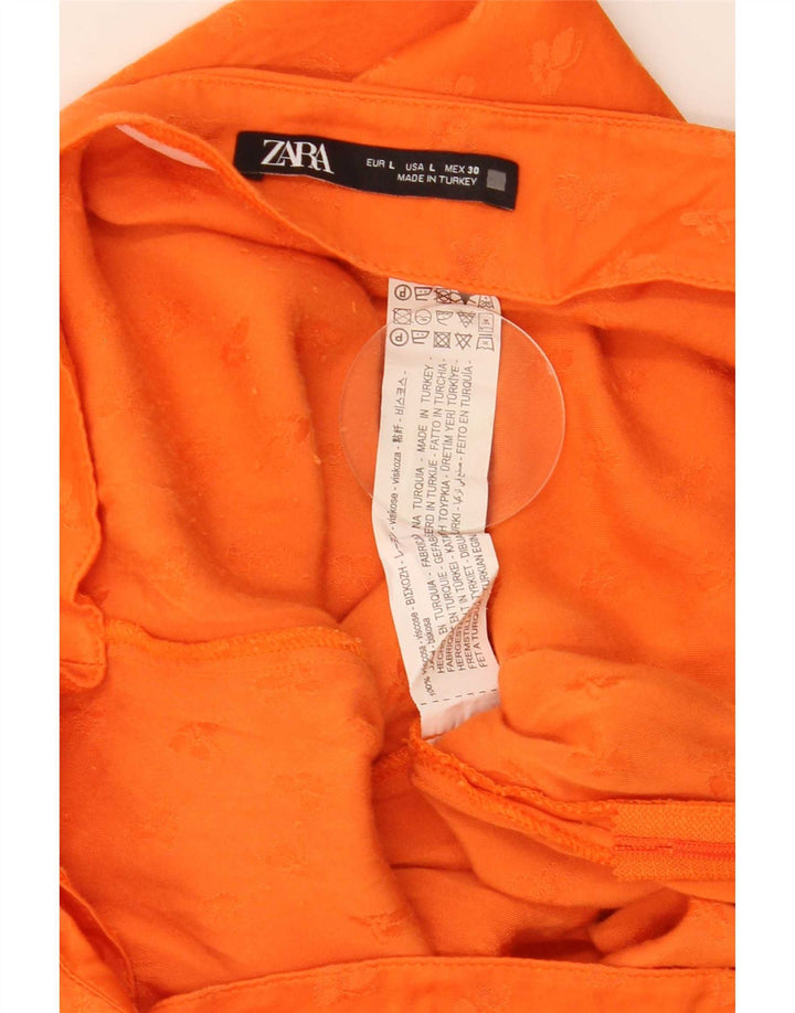 Zara Damen Minirock Large W30 Orange Viskose