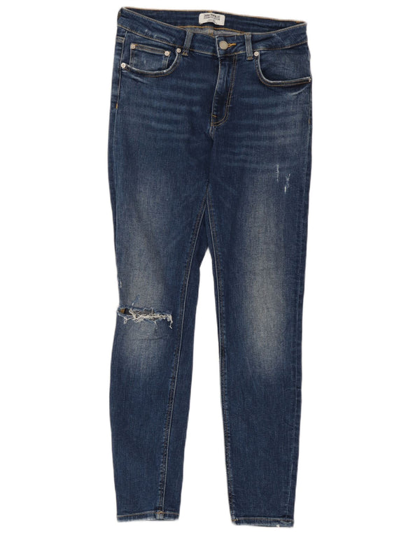 Zara Damen Distressed Skinny Jeans EU 38 Small W28 L27 Blau