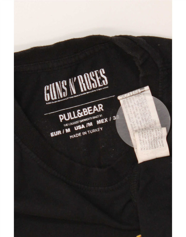 Pull & Bear Herren-T-Shirt mit Grafik, Mittelschwarzes Polyester