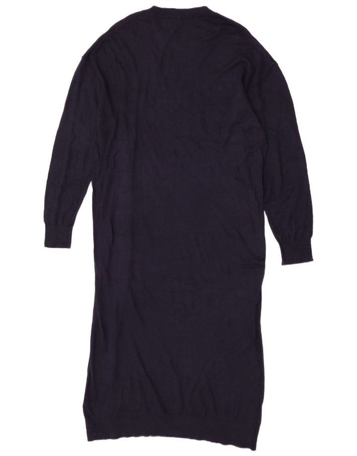Zara Maxi-Pulloverkleid mit langen Ärmeln für Damen, UK 14, Mittelmarineblau, Polyester