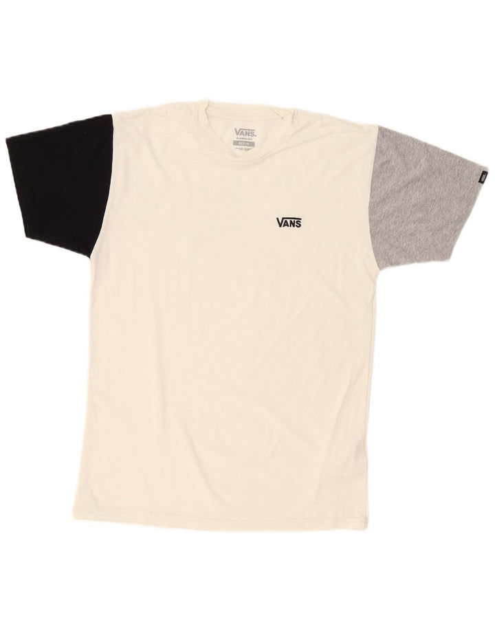 Vans Herren-T-Shirt mit klassischer Passform, mittelweiße Colourblock-Baumwolle