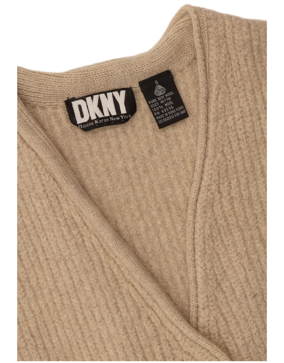 Dkny Damen-Strickjacke in Übergröße, Gr. 10, Größe S, Beige, Wolle
