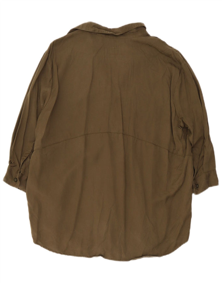 Jack Wills Damen-Pulloverhemd mit 3/4-Ärmeln, übergroß, UK 6, XS, Khaki, Lyocell