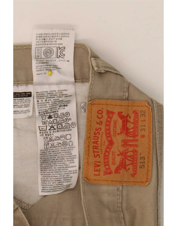 Levi's Herren 513 Slim Straight Jeans W31 L32 Beige Baumwolle