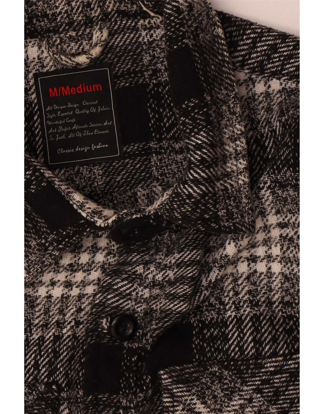 Vintage Herren Overshirt Flanellhemd Medium Schwarz Karo Baumwolle