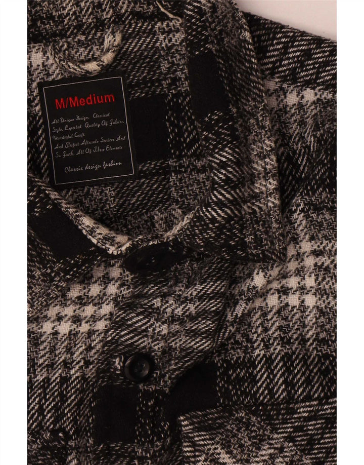 Vintage Herren Overshirt Flanellhemd Medium Schwarz Karo Baumwolle