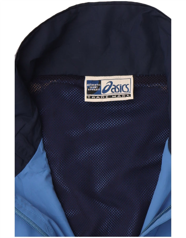 Asics Herren-Trainingsanzug-Top-Jacke, 2XL, blaues Colourblock-Polyester