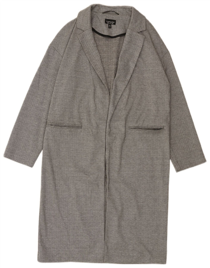 Topshop Damen offener übergroßer Mantel UK 10 Small Grey Herringbone
