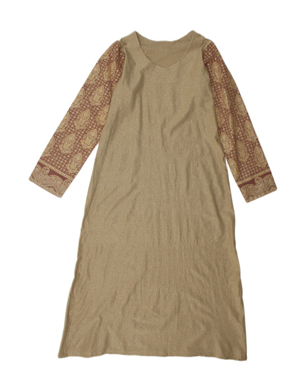 Vintage Damen Maxikleid UK 14 Großes Gold Paisley
