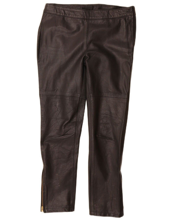 Vintage Damen Slim Lederhose Groß W30 L28 Schwarzes Leder