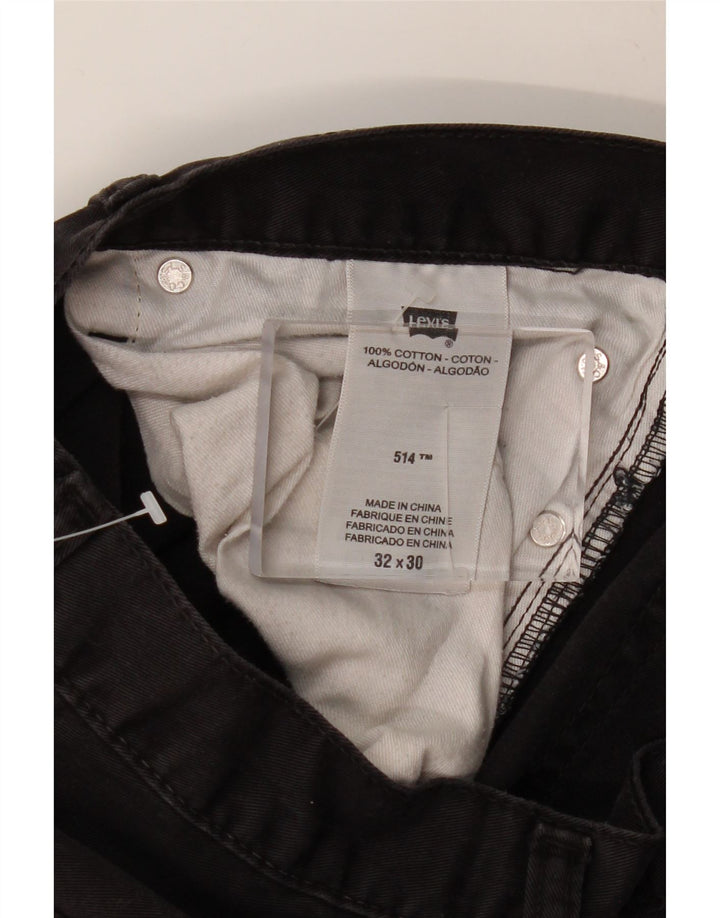 LEVI'S Herren 514 Straight Jeans W32 L30 Schwarze Baumwolle