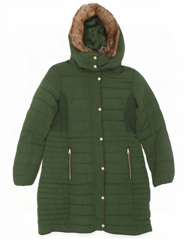 Joules Wattierter Damenmantel mit Kapuze, UK 12, Mittelgrün, Polyester