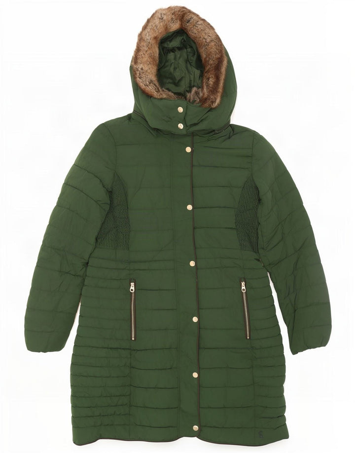 Joules Wattierter Damenmantel mit Kapuze, UK 12, Mittelgrün, Polyester