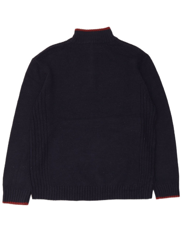 Pierre Cardin Herren-Pullover mit Reißverschluss am Hals, groß, marineblaues Acryl