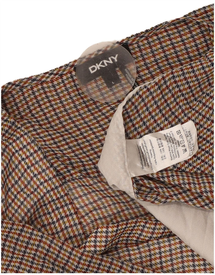 DKNY Damen-Blusenoberteil mit langen Ärmeln, Größe 46, mehrfarbig, Hahnentrittmuster