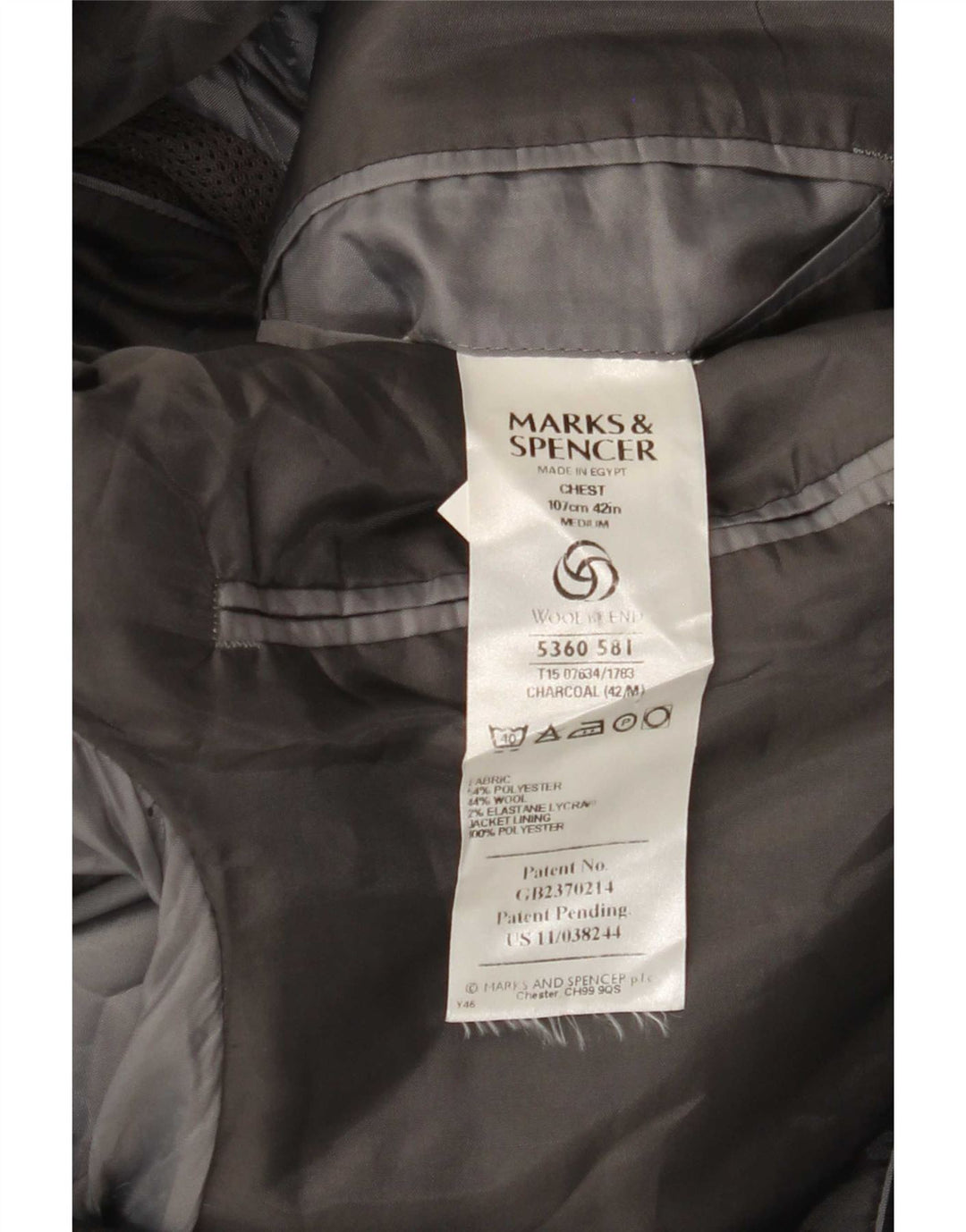 Marks & Spencer Herren-Blazer mit 3 Knöpfen, Gr. 42, Größe L, Grau, Polyester