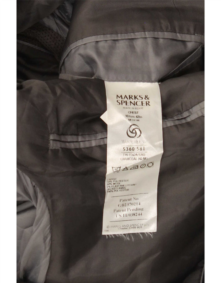 Marks & Spencer Herren-Blazer mit 3 Knöpfen, Gr. 42, Größe L, Grau, Polyester