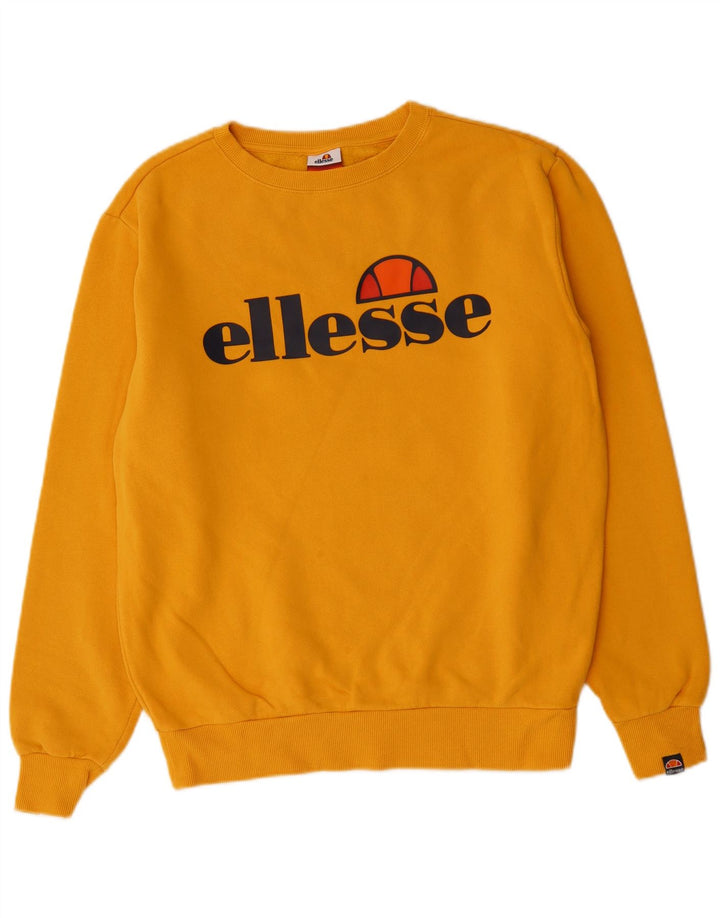 ELLESSE Womens Graphic Oversized Sweatshirt Pullover UK 12 Mittelgelb