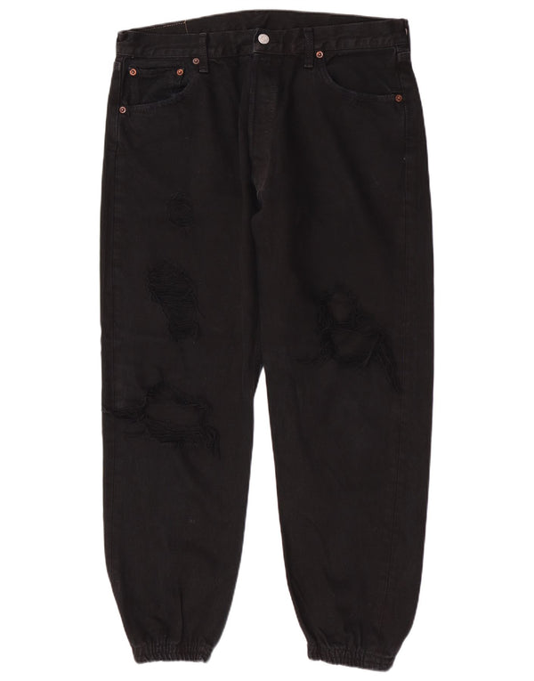 Levi's Damen 512 Jogger Tapered Jeans W36 L27 Schwarze Baumwolle
