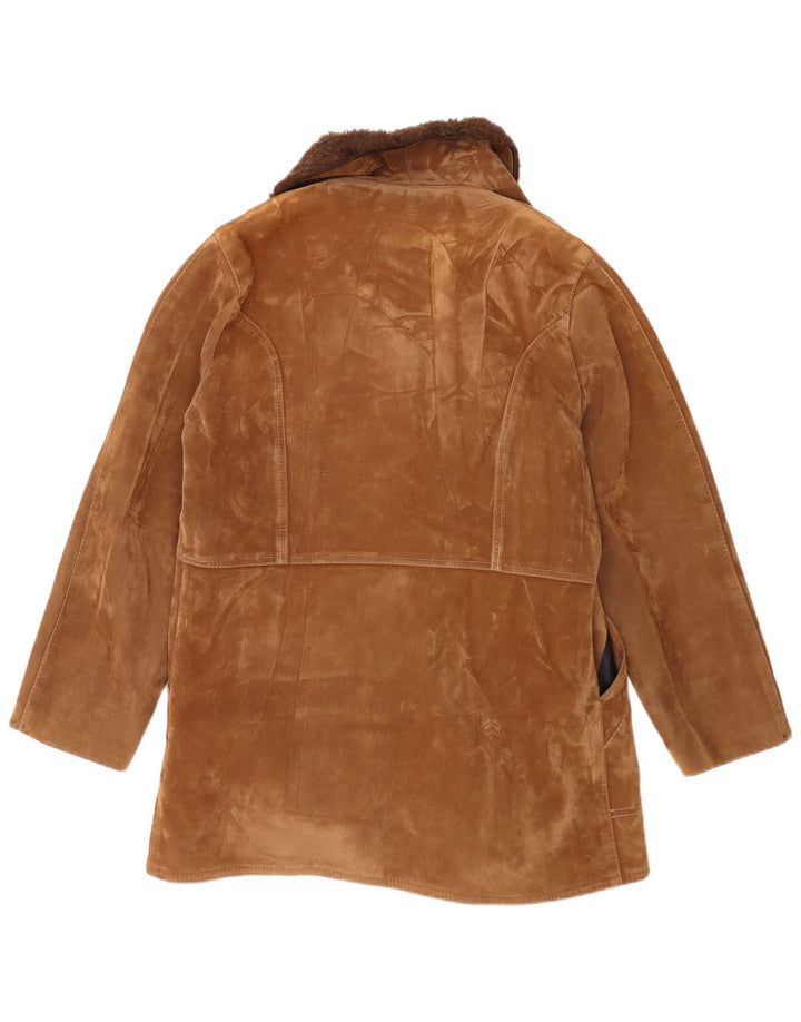 Vintage Herren Zweireihige Lammfelljacke UK 38 Mittelbraun