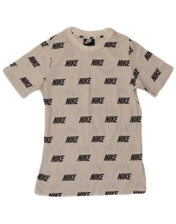 Nike Jungen T-Shirt mit Grafik, 12–13 Jahre, Größe L, weiße Baumwolle