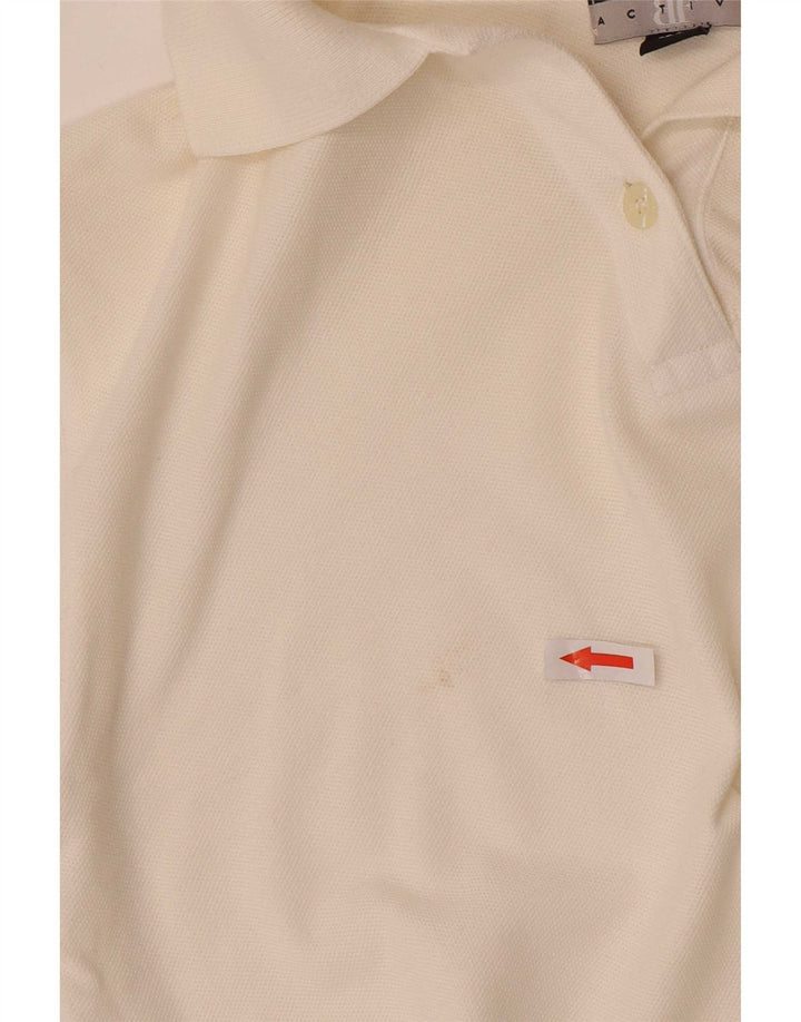 Belfe & Belfe Damen Crop Poloshirt IT 46 Large Weiße Baumwolle