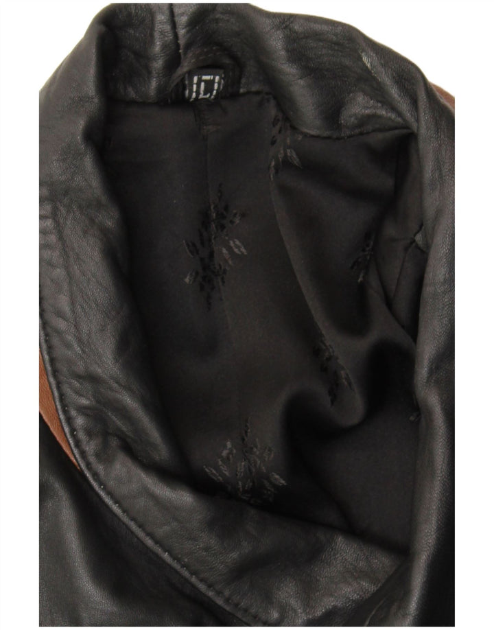 VINTAGE Herren Ledermantel UK 40 Large Schwarz Colourblock