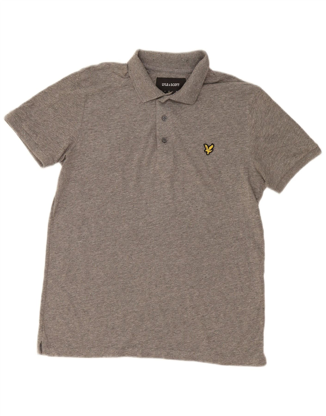 LYLE & SCOTT Mens Polo Shirt Medium Grey Flecked Cotton