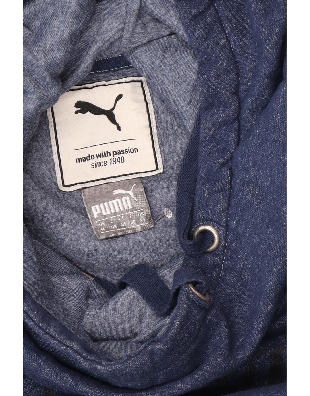 PUMA Damen Übergroßer Kapuzenpullover UK 12 Medium Navy Blue Flecked