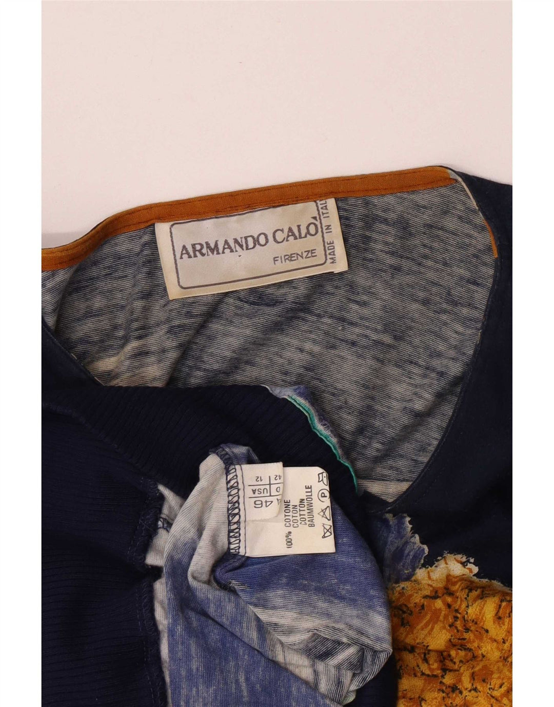 Armando Calo Damen-Blusenoberteil mit abstraktem Muster IT 46 Large Marineblau