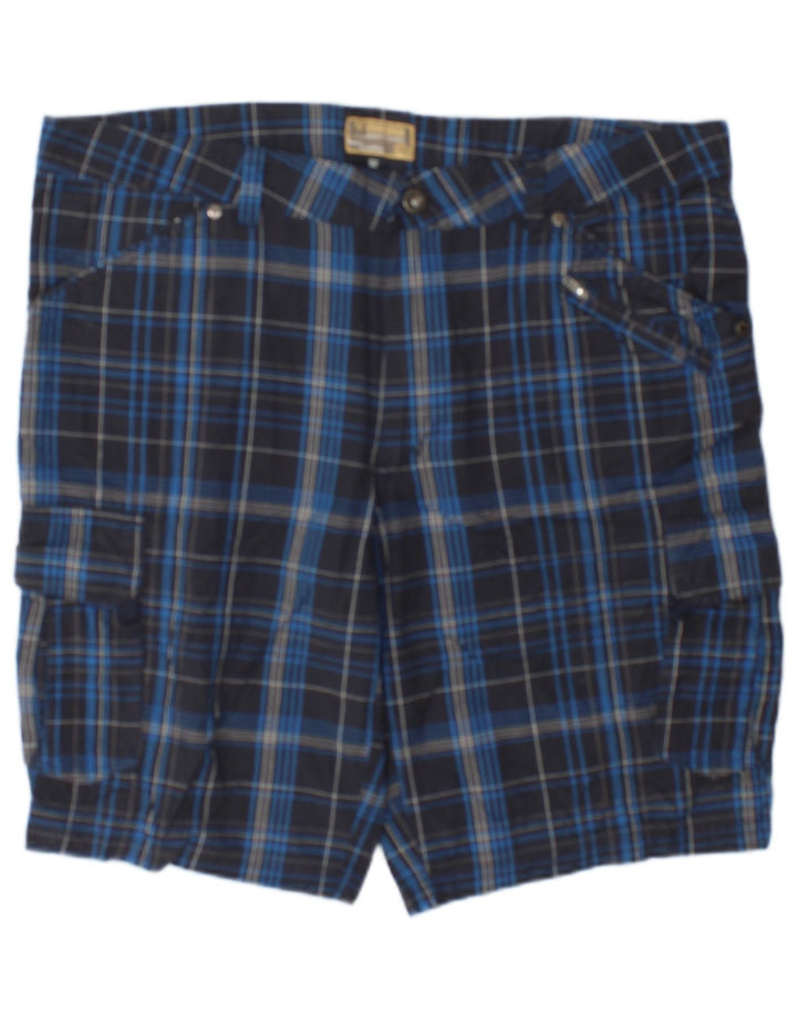 Brugi Herren Cargo Shorts IT 52 XL W36 Marineblau karierte Baumwolle