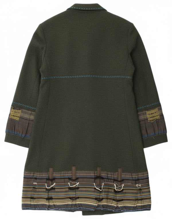 Vintage Damen Mantel UK 14 Großes grün gestreiftes Acetat